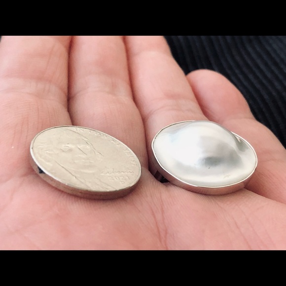 🥰 Mabe Pearl Sterling Silver 925 Ring & Earrings Set Beautiful 😍 - Picture 11 of 17